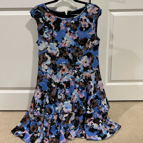 Cece by Cynthia Steffe Blue Scuba Floral Print A-Line Party Dress - Picture 4 of 9